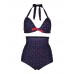 Women Vintage Dots Plus Size Wireless Backless High Waist Bikini Swimsuits Women Vintage Dots Plus Size Wireless Backless High Waist Bikini Swimsuits
