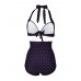 Women Vintage Dots Plus Size Wireless Backless High Waist Bikini Swimsuits Women Vintage Dots Plus Size Wireless Backless High Waist Bikini Swimsuits