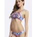 Women Sexy High Neck Geometry Printed Hollow Out Back Padded Bikini Set Beachwear Women Sexy High Neck Geometry Printed Hollow Out Back Padded Bikini Set Beachwear