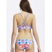 Women Sexy High Neck Geometry Printed Hollow Out Back Padded Bikini Set Beachwear Women Sexy High Neck Geometry Printed Hollow Out Back Padded Bikini Set Beachwear