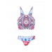 Women Sexy High Neck Geometry Printed Hollow Out Back Padded Bikini Set Beachwear Women Sexy High Neck Geometry Printed Hollow Out Back Padded Bikini Set Beachwear