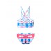 Women Sexy High Neck Geometry Printed Hollow Out Back Padded Bikini Set Beachwear Women Sexy High Neck Geometry Printed Hollow Out Back Padded Bikini Set Beachwear