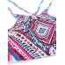 Women Sexy High Neck Geometry Printed Hollow Out Back Padded Bikini Set Beachwear Women Sexy High Neck Geometry Printed Hollow Out Back Padded Bikini Set Beachwear