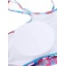 Women Sexy High Neck Geometry Printed Hollow Out Back Padded Bikini Set Beachwear Women Sexy High Neck Geometry Printed Hollow Out Back Padded Bikini Set Beachwear