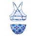 Sexy Women Halter Lace-Up Denim Padded Bralette Top Twinset Bikini Set Bathing Suit Sexy Women Halter Lace-Up Denim Padded Bralette Top Twinset Bikini Set Bathing Suit