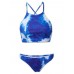 Sexy Women Halter Lace-Up Denim Padded Bralette Top Twinset Bikini Set Bathing Suit Sexy Women Halter Lace-Up Denim Padded Bralette Top Twinset Bikini Set Bathing Suit
