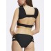Sexy Women Strappy Square Neck Hollow Solid Color High Cut Bandage Bikini Set Swimsuit Sexy Women Strappy Square Neck Hollow Solid Color High Cut Bandage Bikini Set Swimsuit