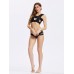 Sexy Women Strappy Square Neck Hollow Solid Color High Cut Bandage Bikini Set Swimsuit Sexy Women Strappy Square Neck Hollow Solid Color High Cut Bandage Bikini Set Swimsuit
