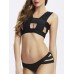 Sexy Women Strappy Square Neck Hollow Solid Color High Cut Bandage Bikini Set Swimsuit Sexy Women Strappy Square Neck Hollow Solid Color High Cut Bandage Bikini Set Swimsuit