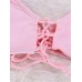 Women Sexy Pink Criss Cross Belt Wireless Bikini Halter Lace-Up Solid Color Swimwear Women Sexy Pink Criss Cross Belt Wireless Bikini Halter Lace-Up Solid Color Swimwear