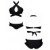 Women Black High V Neck Bandage Cross Hollow Out Low Waist Bikini Beachwear Women Black High V Neck Bandage Cross Hollow Out Low Waist Bikini Beachwear