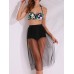Women Sexy Plus Size Halter Floral Print Mesh High-Waisted Two-Piece Swimsuit Women Sexy Plus Size Halter Floral Print Mesh High-Waisted Two-Piece Swimsuit