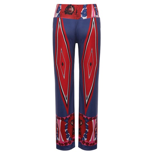 Boho Diamond Printed Stretch Waist Women Wide Leg Pants Boho Diamond Printed Stretch Waist Women Wide Leg Pants