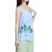 Elegant Women Lotus Ink Printing Fake Two-piece Cotton Linen Tank Top Elegant Women Lotus Ink Printing Fake Two-piece Cotton Linen Tank Top