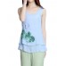 Elegant Women Lotus Ink Printing Fake Two-piece Cotton Linen Tank Top Elegant Women Lotus Ink Printing Fake Two-piece Cotton Linen Tank Top
