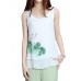 Elegant Women Lotus Ink Printing Fake Two-piece Cotton Linen Tank Top Elegant Women Lotus Ink Printing Fake Two-piece Cotton Linen Tank Top