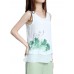 Elegant Women Lotus Ink Printing Fake Two-piece Cotton Linen Tank Top Elegant Women Lotus Ink Printing Fake Two-piece Cotton Linen Tank Top