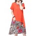 Elegant Women Chinese Frog Printing Patchwork Cotton Linen Dress Elegant Women Chinese Frog Printing Patchwork Cotton Linen Dress