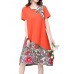 Elegant Women Chinese Frog Printing Patchwork Cotton Linen Dress Elegant Women Chinese Frog Printing Patchwork Cotton Linen Dress