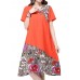 Elegant Women Chinese Frog Printing Patchwork Cotton Linen Dress Elegant Women Chinese Frog Printing Patchwork Cotton Linen Dress