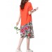 Elegant Women Chinese Frog Printing Patchwork Cotton Linen Dress Elegant Women Chinese Frog Printing Patchwork Cotton Linen Dress