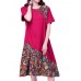 Elegant Women Chinese Frog Printing Patchwork Cotton Linen Dress Elegant Women Chinese Frog Printing Patchwork Cotton Linen Dress