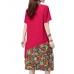 Elegant Women Chinese Frog Printing Patchwork Cotton Linen Dress Elegant Women Chinese Frog Printing Patchwork Cotton Linen Dress