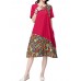 Elegant Women Chinese Frog Printing Patchwork Cotton Linen Dress Elegant Women Chinese Frog Printing Patchwork Cotton Linen Dress