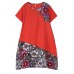 Elegant Women Chinese Frog Printing Patchwork Cotton Linen Dress Elegant Women Chinese Frog Printing Patchwork Cotton Linen Dress