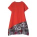 Elegant Women Chinese Frog Printing Patchwork Cotton Linen Dress Elegant Women Chinese Frog Printing Patchwork Cotton Linen Dress