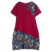 Elegant Women Chinese Frog Printing Patchwork Cotton Linen Dress Elegant Women Chinese Frog Printing Patchwork Cotton Linen Dress