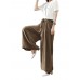 Women Loose Waistband Pure Color Cotton Linen Wide Leg Pants Women Loose Waistband Pure Color Cotton Linen Wide Leg Pants