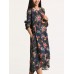 Women Retro Floral Printing Kaftan Long Sleeve Maxi Dress Women Retro Floral Printing Kaftan Long Sleeve Maxi Dress