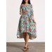 Women Retro Floral Printing Kaftan Long Sleeve Maxi Dress Women Retro Floral Printing Kaftan Long Sleeve Maxi Dress