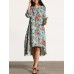 Women Retro Floral Printing Kaftan Long Sleeve Maxi Dress Women Retro Floral Printing Kaftan Long Sleeve Maxi Dress