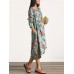 Women Retro Floral Printing Kaftan Long Sleeve Maxi Dress Women Retro Floral Printing Kaftan Long Sleeve Maxi Dress
