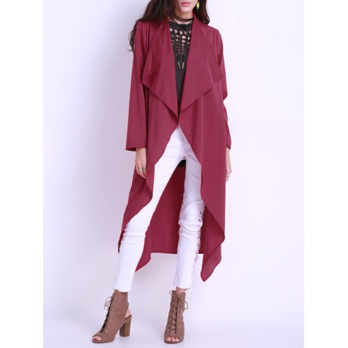 Casual Women Long Sleeve Pure Color Duster Jacket With Belt Casual Women Long Sleeve Pure Color Duster Jacket With Belt