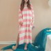 Cozy Soft Stripe Long Sleeve Homewear Round Collar Breathable Sleepwear Cozy Soft Stripe Long Sleeve Homewear Round Collar Breathable Sleepwear