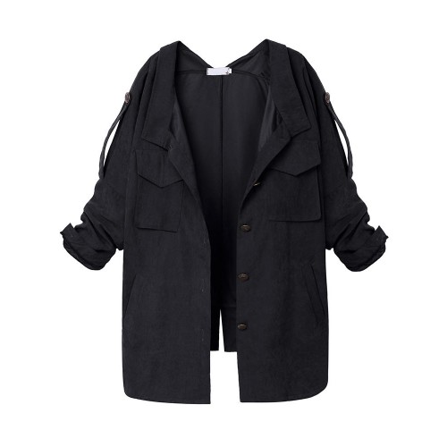Casual Women Solid Turn Down Long Sleeve Loose Women Jacket Casual Women Solid Turn Down Long Sleeve Loose Women Jacket