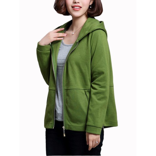 Casual Women Zip Pure Color Loose Jersey Jacket Coat Hoodie Sweatshirt Casual Women Zip Pure Color Loose Jersey Jacket Coat Hoodie Sweatshirt