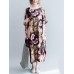 Casual S-5XL Women Loose Lotus Printing Dress Casual S-5XL Women Loose Lotus Printing Dress