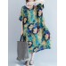 Casual S-5XL Women Loose Lotus Printing Dress Casual S-5XL Women Loose Lotus Printing Dress