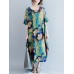 Casual S-5XL Women Loose Lotus Printing Dress Casual S-5XL Women Loose Lotus Printing Dress