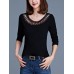Casual Women Round Neck Hollow Out Long Sleeve Pure Color T-shirts Casual Women Round Neck Hollow Out Long Sleeve Pure Color T-shirts