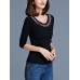 Casual Women Round Neck Hollow Out Long Sleeve Pure Color T-shirts Casual Women Round Neck Hollow Out Long Sleeve Pure Color T-shirts