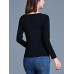 Casual Women Round Neck Hollow Out Long Sleeve Pure Color T-shirts Casual Women Round Neck Hollow Out Long Sleeve Pure Color T-shirts