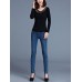 Casual Women Round Neck Hollow Out Long Sleeve Pure Color T-shirts Casual Women Round Neck Hollow Out Long Sleeve Pure Color T-shirts