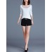 Casual Women Round Neck Hollow Out Long Sleeve Pure Color T-shirts Casual Women Round Neck Hollow Out Long Sleeve Pure Color T-shirts
