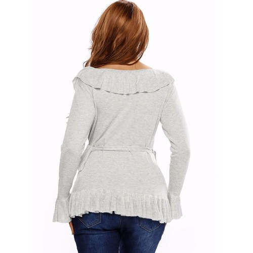 Casual Women Deep V-Neck Irregular Hem Long Sleeve Knitted T-shirts Casual Women Deep V-Neck Irregular Hem Long Sleeve Knitted T-shirts