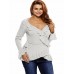 Casual Women Deep V-Neck Irregular Hem Long Sleeve Knitted T-shirts Casual Women Deep V-Neck Irregular Hem Long Sleeve Knitted T-shirts